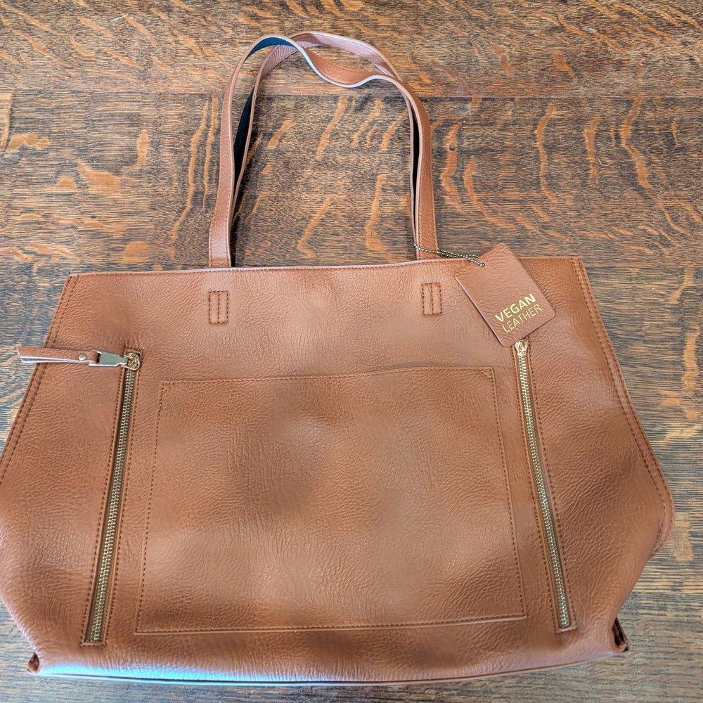 Vegan Leather Brown Tote Bag